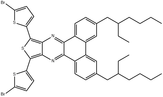 10,12-bis(5-bromothiophen-2-yl)-3,6-bis(2-ethylhexyl)dibenzo[f,h]thieno[3,4-b]quinoxaline Structure
