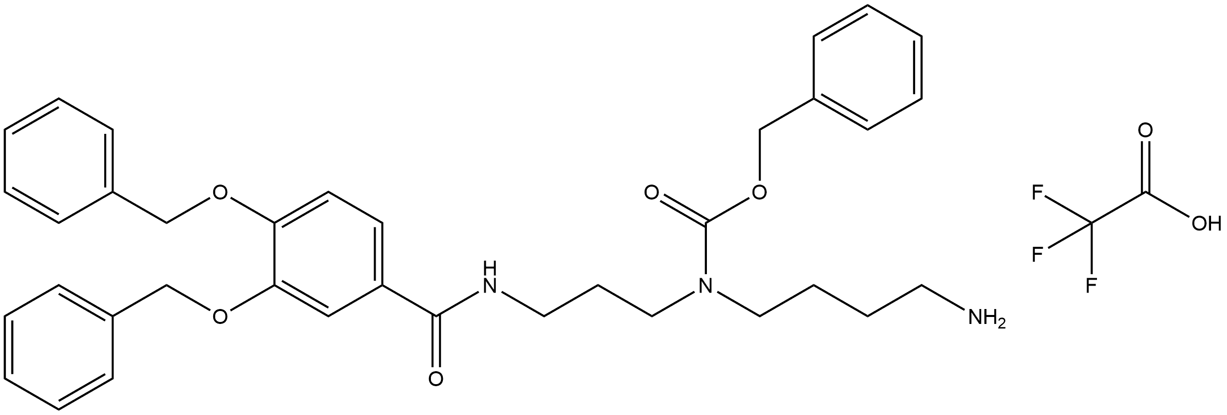 N-[3-[(4-氨基丁基)CBZ-氨基]丙基]-3,4-双(苄氧基)苯甲酰胺三氟乙酸盐, 1264499-16-2, 结构式