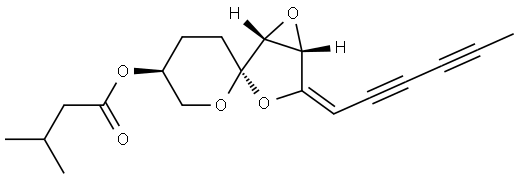 Butanoic acid, 3-methyl-, (1R,2R,4E,5S,5'S)-4-(2,4-hexadiyn-1-ylidene)tetrahydrospiro[3,6-dioxabicyclo[3.1.0]hexane-2,2'-[2H]pyran]-5'-yl ester,126455-04-7,结构式