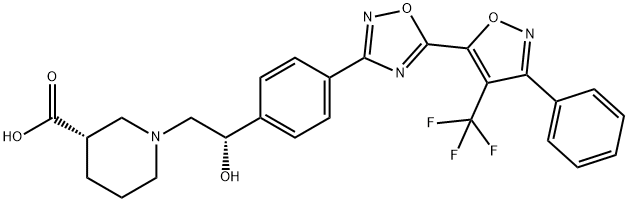 1265321-86-5 (S)-1-((S)-2-Hydroxy-2-(4-(5-(3-phenyl-4-(trifluoromethyl)isoxazol-5-yl)-1,2,4-oxadiazol-3-yl)phenyl)ethyl)piperidine-3-carboxylic acid