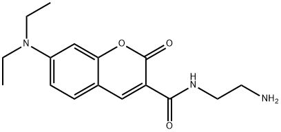 2H-1-Benzopyran-3-carboxamide, N-(2-aminoethyl)-7-(diethylamino)-2-oxo- 结构式