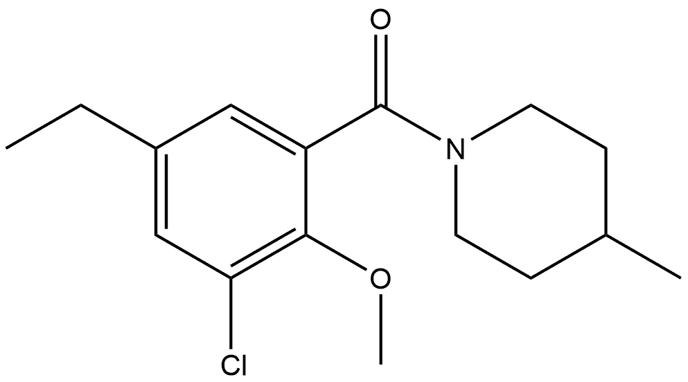 (3-Chloro-5-ethyl-2-methoxyphenyl)(4-methyl-1-piperidinyl)methanone 结构式