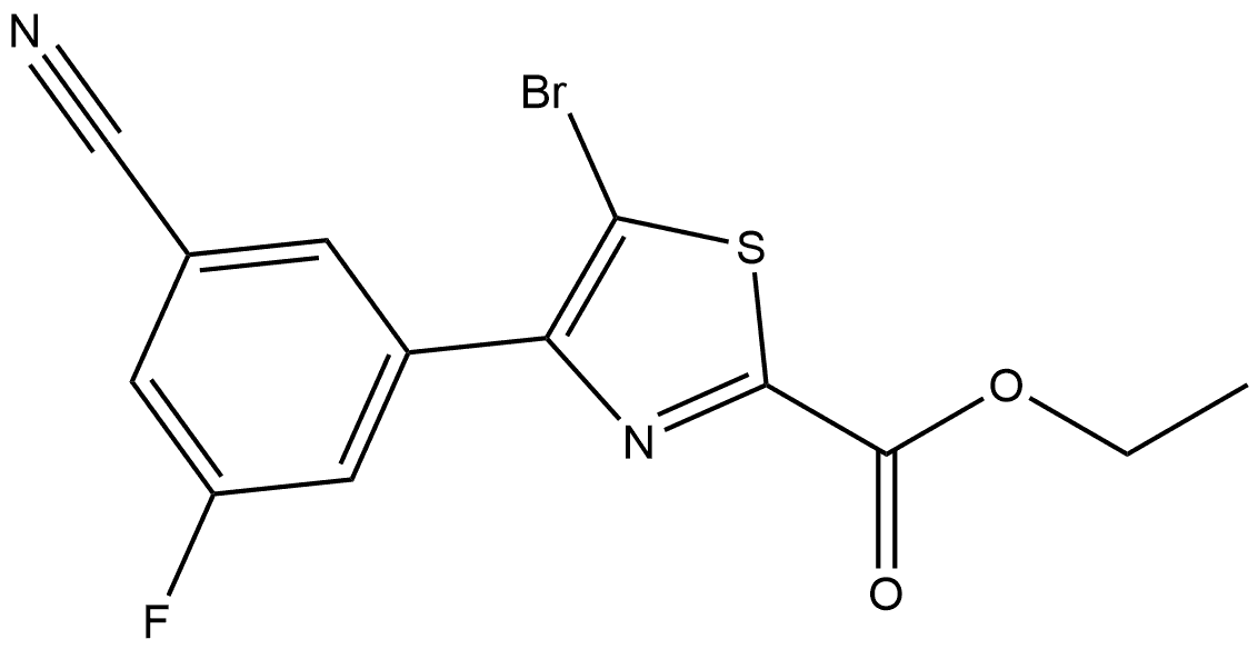 Ethyl 5-bromo-4-(3-cyano-5-fluorophenyl)-2-thiazolecarboxylate Structure