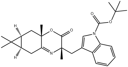 1H-Indole-1-carboxylic acid, 3-[[(3S,5aR,6aS,7aS)-2,3,5,5a,6,6a,7,7a-octahydro-3,6,6,7a-tetramethyl-2-oxocyclopropa[g]-1,4-benzoxazin-3-yl]methyl]-, 1,1-dimethylethyl ester Structure