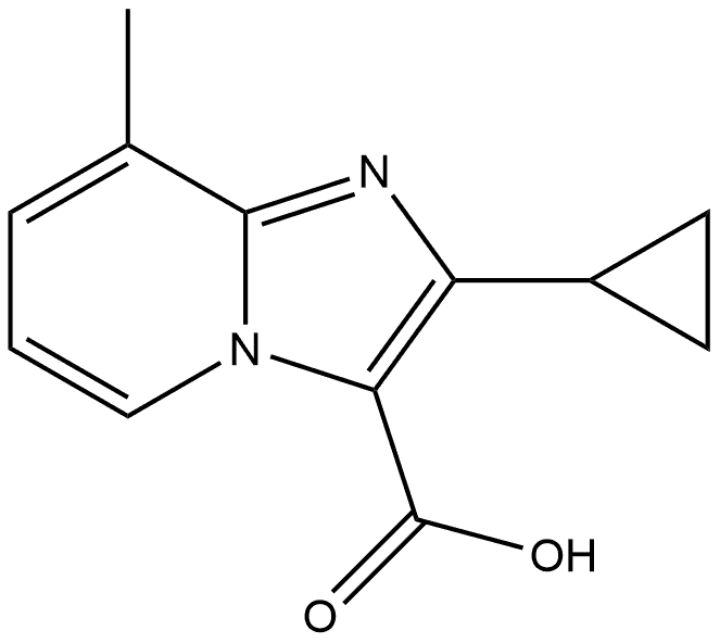 2-cyclopropyl-8-methylimidazo[1,2-a]pyridine-3-carboxylic acid 化学構造式