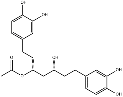 1,2-Benzenediol, 4,4'-[(3R,5R)-3-(acetyloxy)-5-hydroxy-1,7-heptanediyl]bis- Structure