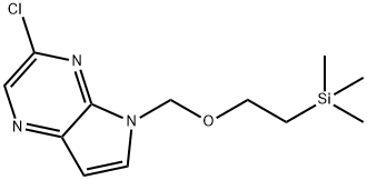 3-Chloro-5-((2-(trimethylsilyl)ethoxy)methyl)-5H-pyrrolo[2,3-b]pyrazine 化学構造式