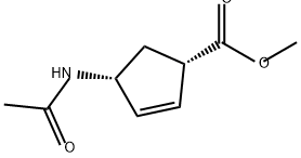 2-Cyclopentene-1-carboxylic acid, 4-(acetylamino)-, methyl ester, (1S-cis)- (9CI) 化学構造式