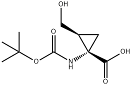 Cyclopropanecarboxylic acid, 1-[[(1,1-dimethylethoxy)carbonyl]amino]-2-(hydroxymethyl)-, (1S-cis)- (9CI) 化学構造式