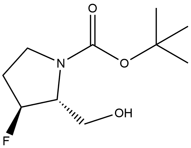 (2R,3S-3-氟-2-(羟甲基)吡咯烷-1-羧酸叔丁酯 结构式