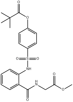 Propanoic acid, 2,2-dimethyl-, 4-[[[2-[[(2-methoxy-2-oxoethyl)amino]carbonyl]phenyl]amino]sulfonyl]phenyl ester 化学構造式