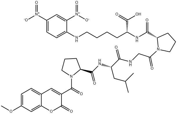 7-methoxycoumarin-3-carboxylyl-prolyl-leucyl-glycyl-prolyl-lysyl-2,4-dinitrophenyl Structure