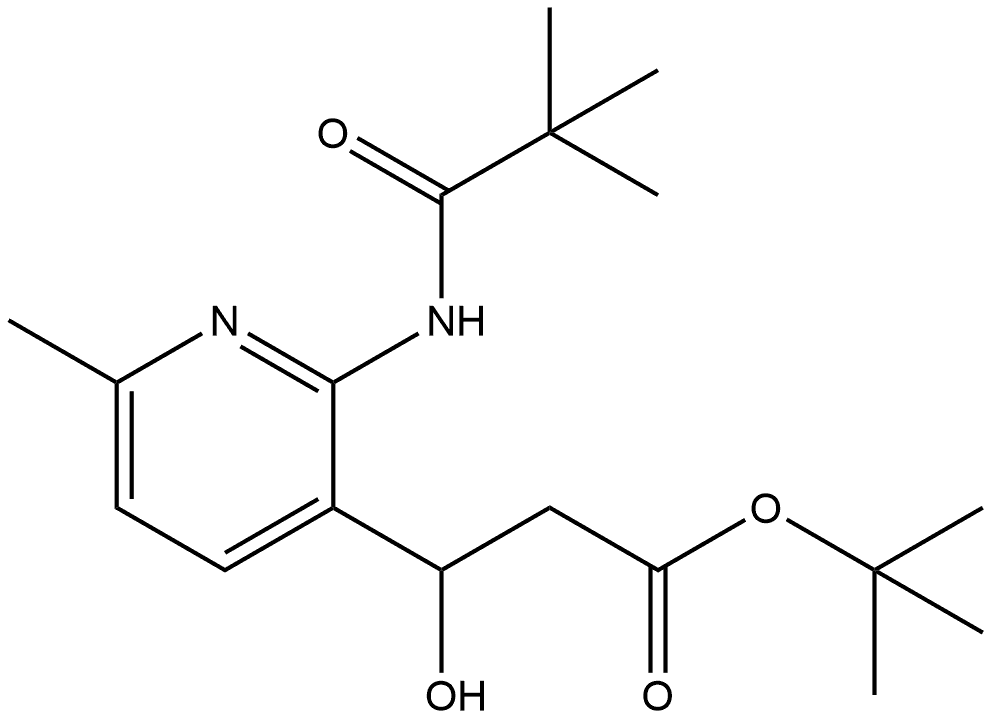 3-Pyridinepropanoic acid, 2-[(2,2-dimethyl-1-oxopropyl)amino]-β-hydroxy-6-methyl-, 1,1-dimethylethyl ester 化学構造式