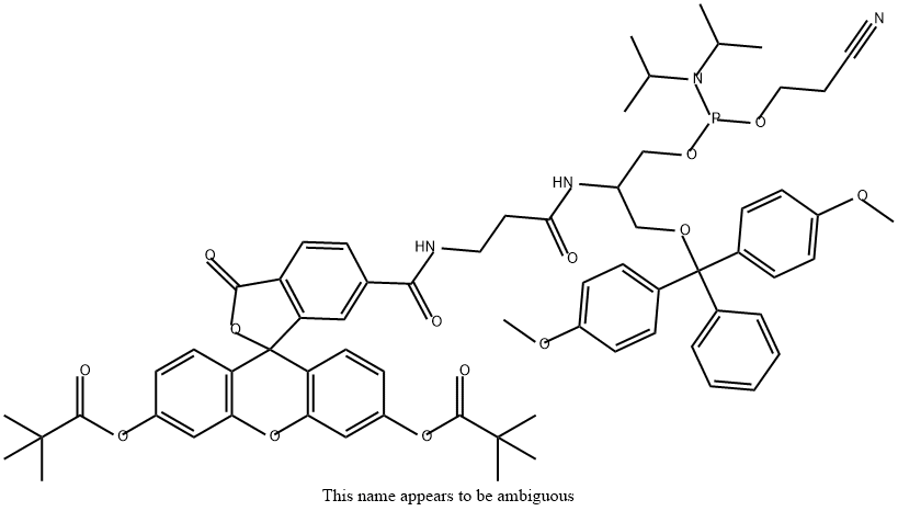 1275574-87-2 3-Dimethoxytrityloxy-2-(3-(6-carboxy-(di-O-pivaloyl-fluorescein)propanamido)propyl)-1-O-(2-cyanoethyl)-(N,N-diisopropyl)-phosphoramidite