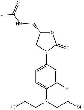 Acetamide, N-[[(5S)-3-[4-[bis(2-hydroxyethyl)amino]-3-fluorophenyl]-2-oxo-5-oxazolidinyl]methyl]- Structure