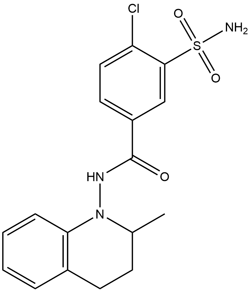 3-(Aminosulfonyl)-4-chloro-N-(3,4-dihydro-2-methyl-1(2H)-quinolinyl)benzamide Structure