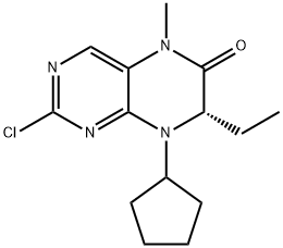 (7S)-2-氯-8-环戊基-7-乙基-5-甲基-7H-蝶啶-6-酮,1280667-23-3,结构式