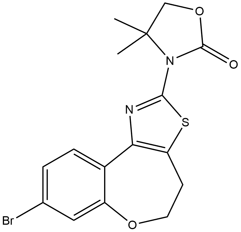 3-(8-bromo-4,5-dihydrobenzo[2,3]oxepino[4,5-d]thiazol-2-yl)-4,4-dimethyloxazolidin-2-one 结构式