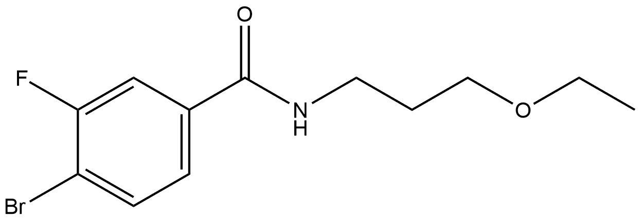 4-Bromo-N-(3-ethoxypropyl)-3-fluorobenzamide 化学構造式