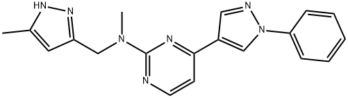 N-Methyl-N-((5-methyl-1H-pyrazol-3-yl)methyl)-4-(1-phenyl-1H-pyrazol-4-yl)pyrimidin-2-amine Structure