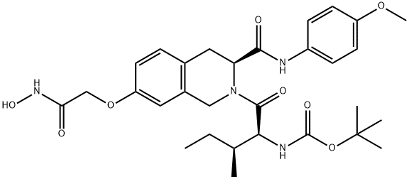 Carbamic acid, N-[(1S,2S)-1-[[(3S)-3,4-dihydro-7-[2-(hydroxyamino)-2-oxoethoxy]-3-[[(4-methoxyphenyl)amino]carbonyl]-2(1H)-isoquinolinyl]carbonyl]-2-methylbutyl]-, 1,1-dimethylethyl ester Structure