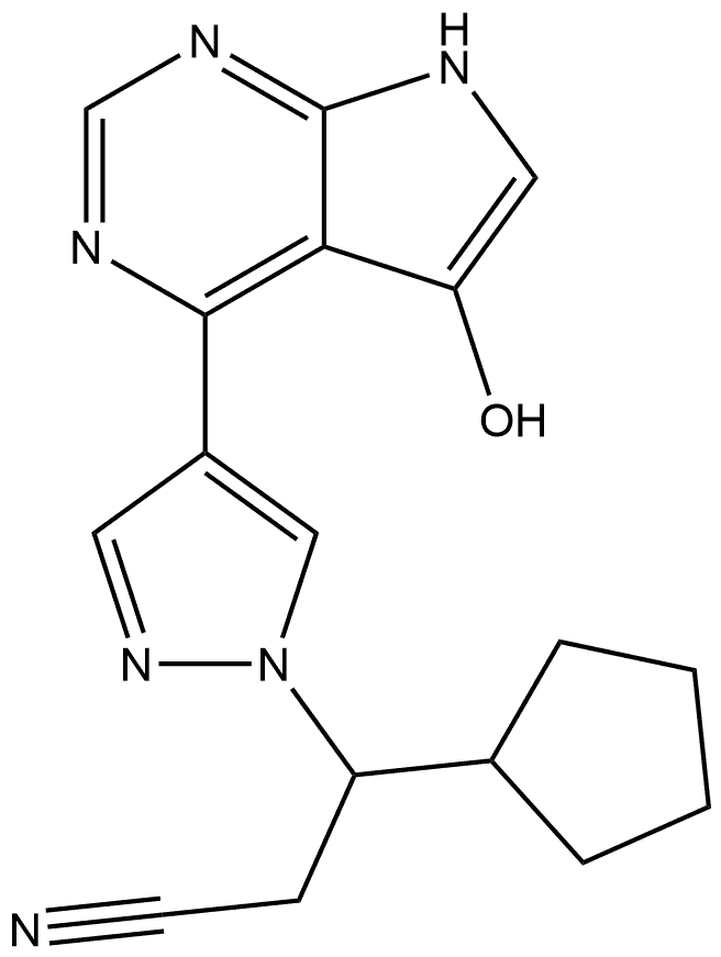 β-Cyclopentyl-4-(5-hydroxy-7H-pyrrolo[2,3-d]pyrimidin-4-yl)-1H-pyrazole-1-propanenitrile Structure