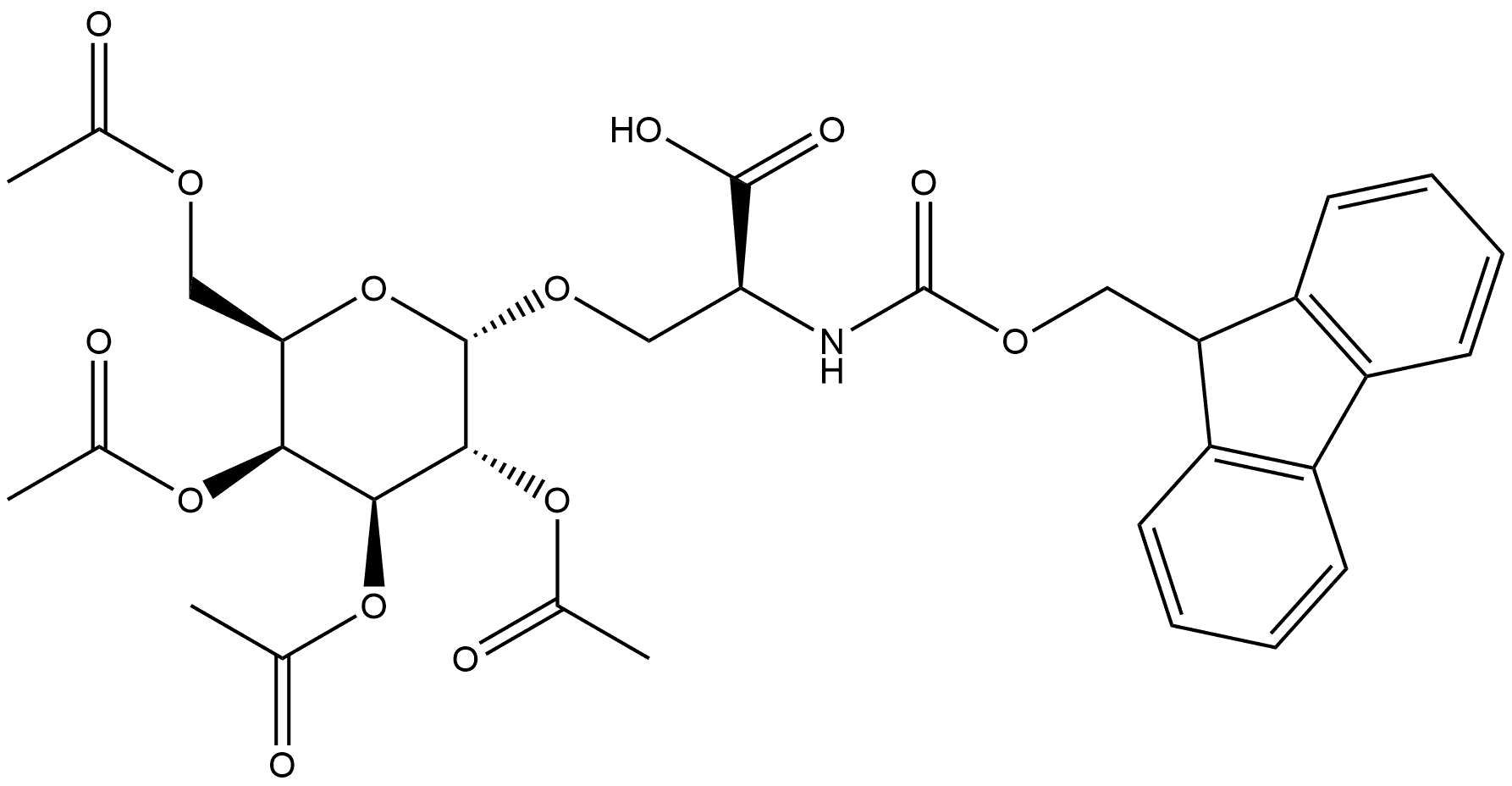 FMOC-L-SER(Α-D-GAL(AC)4)-OH, 128924-12-9, 结构式