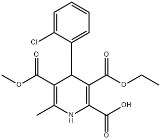 2,3,5-Pyridinetricarboxylic acid, 4-(2-chlorophenyl)-1,4-dihydro-6-methyl-, 3-ethyl 5-methyl ester Structure