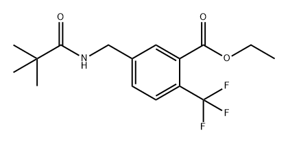 Benzoic acid, 5-[[(2,2-dimethyl-1-oxopropyl)amino]methyl]-2-(trifluoromethyl)-, ethyl ester Structure