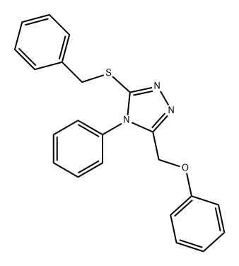 4H-1,2,4-Triazole, 3-(phenoxymethyl)-4-phenyl-5-[(phenylmethyl)thio]- Struktur