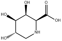 2-Piperidinecarboxylic acid, 3,4,5-trihydroxy-, (2S,3S,4R,5S)- Structure