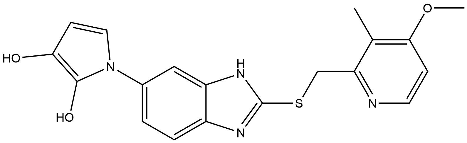 1-[2-[[(4-Methoxy-3-methyl-2-pyridinyl)methyl]thio]-1H-benzimidazol-6-yl]-1H-pyrrole-2,3-diol,1298015-57-2,结构式