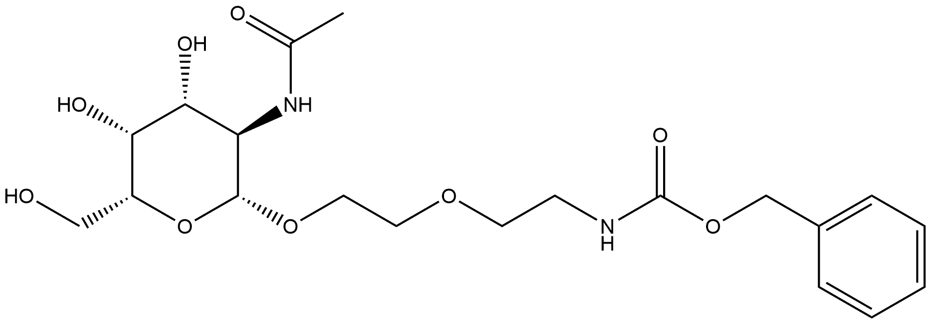 Carbamic acid, N-[2-[2-[[2-(acetylamino)-2-deoxy-β-D-galactopyranosyl]oxy]ethoxy]ethyl]-, phenylmethyl ester, 1299292-02-6, 结构式