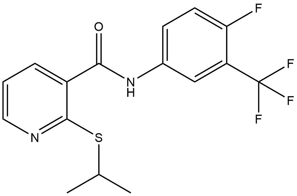 N-[4-Fluoro-3-(trifluoromethyl)phenyl]-2-[(1-methylethyl)thio]-3-pyridinecarb...,1301315-05-8,结构式