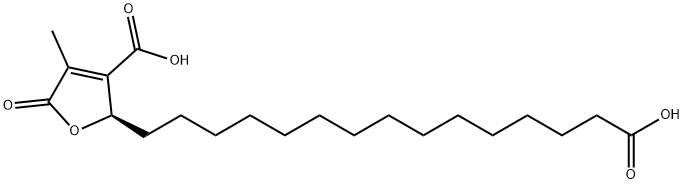2-Furanpentadecanoic acid, 3-carboxy-2,5-dihydro-4-methyl-5-oxo-, (2R)-,130342-70-0,结构式