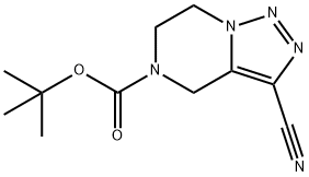 tert-butyl 3-cyano-6,7-dihydro-[1,2,3]triazolo[1,5-a]pyrazine-5(4H)-carboxylate 化学構造式