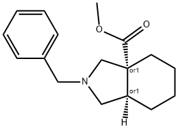 3aH-Isoindole-3a-carboxylic acid, octahydro-2-(phenylmethyl)-, methyl ester, (3aR,7aR)-rel- 化学構造式