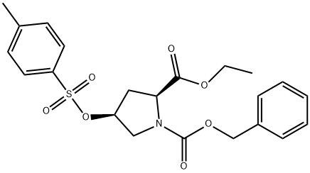 1,2-Pyrrolidinedicarboxylic acid, 4-[[(4-methylphenyl)sulfonyl]oxy]-, 2-ethyl 1-(phenylmethyl) ester, (2S-cis)- (9CI) 化学構造式