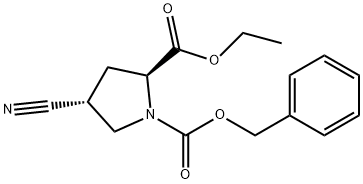1,2-Pyrrolidinedicarboxylic acid, 4-cyano-, 2-ethyl 1-(phenylmethyl) ester, (2S-trans)- (9CI) Struktur