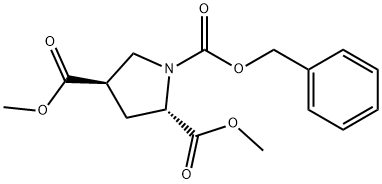 1,2,4-Pyrrolidinetricarboxylic acid, 2,4-dimethyl 1-(phenylmethyl) ester, (2S,4R)- 化学構造式
