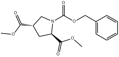 1,2,4-Pyrrolidinetricarboxylic acid, 2,4-dimethyl 1-(phenylmethyl) ester, (2R-trans)- (9CI) 化学構造式