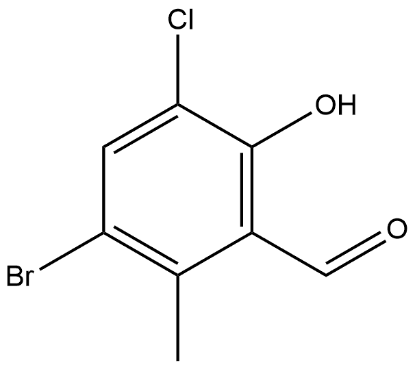 3-Bromo-5-chloro-6-hydroxy-2-methylbenzaldehyde 化学構造式