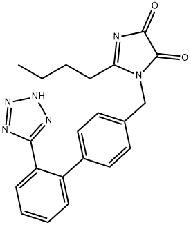 1H-Imidazole-4,5-dione, 2-butyl-1-[[2'-(2H-tetrazol-5-yl)[1,1'-biphenyl]-4-yl]methyl]- 化学構造式