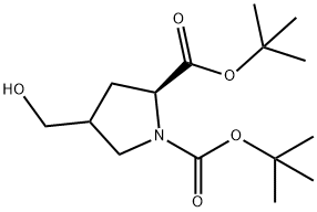 1,2-Pyrrolidinedicarboxylic acid, 4-(hydroxymethyl)-, 1,2-bis(1,1-dimethylethyl) ester, (2S)- Struktur