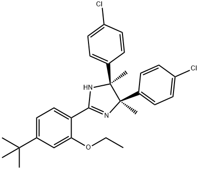 1H-Imidazole, 4,5-bis(4-chlorophenyl)-2-[4-(1,1-dimethylethyl)-2-ethoxyphenyl]-4,5-dihydro-4,5-dimethyl-, (4R,5S)-,1313703-90-0,结构式