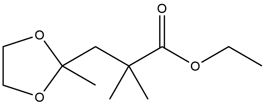 1,3-Dioxolane-2-propanoic acid, α,α,2-trimethyl-, ethyl ester Struktur