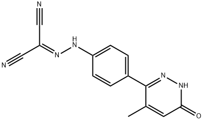 Propanedinitrile, 2-[2-[4-(1,6-dihydro-4-methyl-6-oxo-3-pyridazinyl)phenyl]hydrazinylidene]- Structure