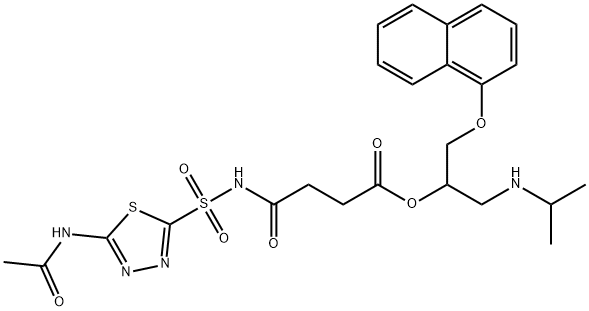 Butanoic acid, 4-[[[5-(acetylamino)-1,3,4-thiadiazol-2-yl]sulfonyl]amino]-4-oxo-, 1-[[(1-methylethyl)amino]methyl]-2-(1-naphthalenyloxy)ethyl ester Structure