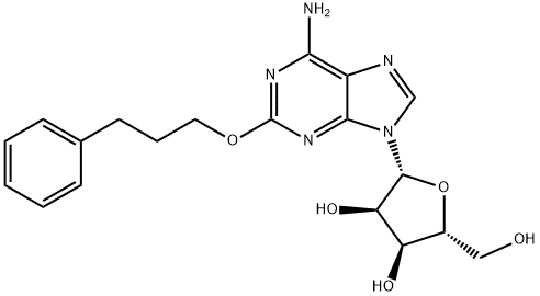 (2R,3R,4S,5R)-2-(6-Amino-2-(3-phenylpropoxy)-9H-purin-9-yl)-5-(hydroxymethyl)tetrahydrofuran-3,4-diol 结构式