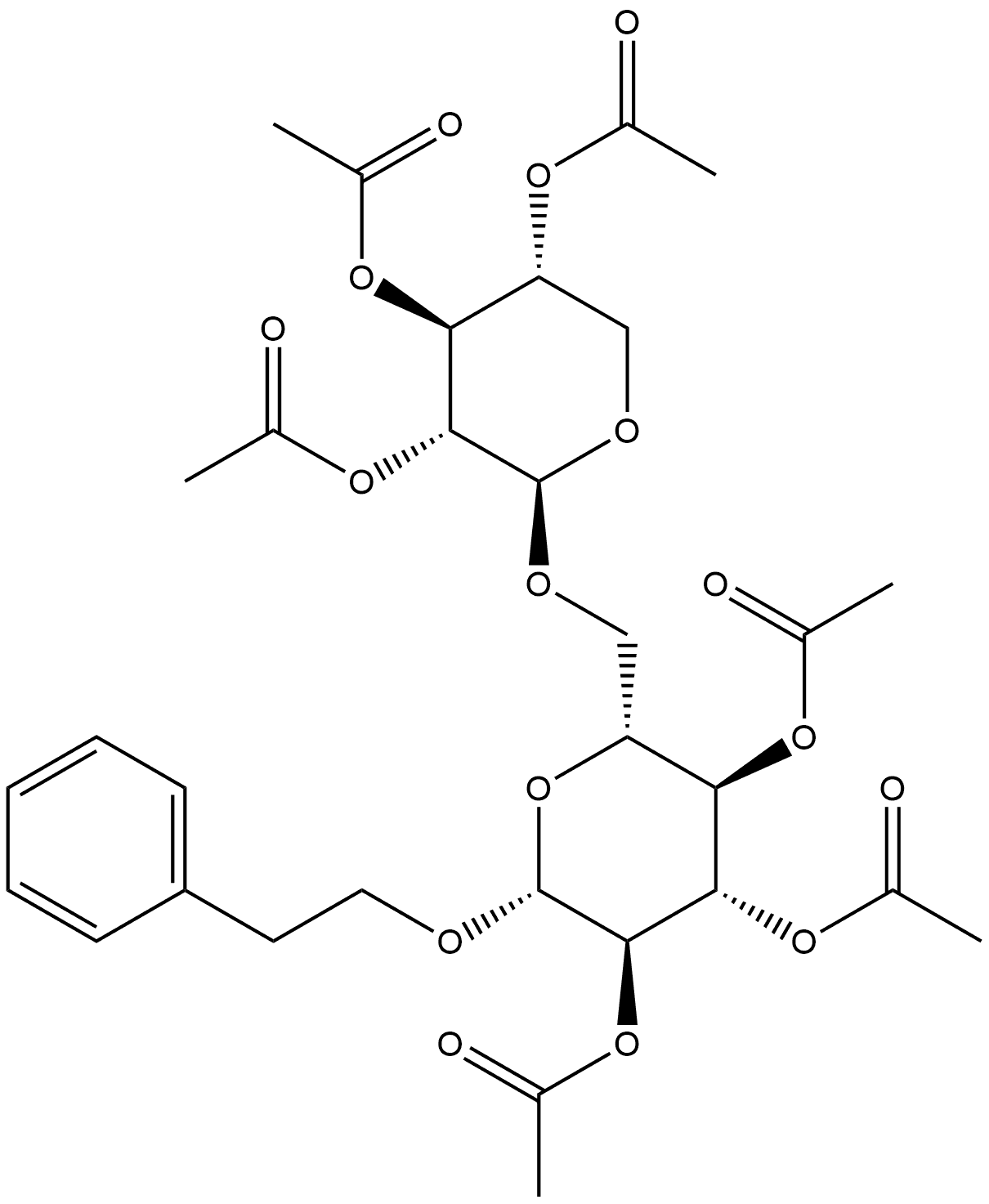 β-D-Glucopyranoside, 2-phenylethyl 6-O-(2,3,4-tri-O-acetyl-β-D-xylopyranosyl)-, triacetate (9CI)